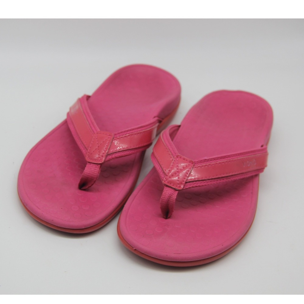 Vionic Tide 2 Leather Orthotic Thong Sandals Women's Size 7 Flip Flop PINK